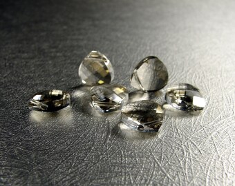 5 Swarovski 6012 11 x 10 mm Flat Briolette Crystal Silver Shade Pendants Pendant | Set of 5