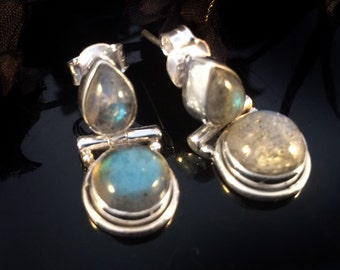 Labradorite Earrings,Sterling silver jewelry 925 silver Earrings,Minimalist earrings,Birthstone Jewelry,Elegant Earrings by TANEESI