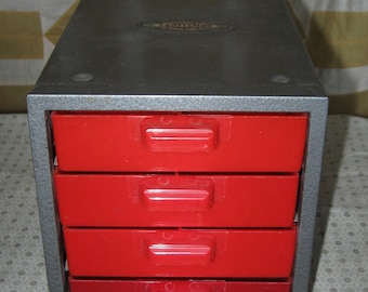 Items similar to Vintage SHURHIT Ignition Parts Metal Cabinet 1940-1941 ...