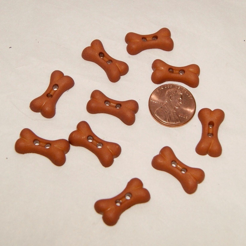 10 Dog Bone Buttons Brown Bones Sew through Brown Dog Bones