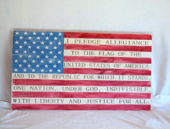 Items similar to Wooden American Flag with Pledge of Allegiance Large ...