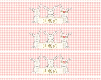 Water Bottle Labels | Bunny Drink Me | Girl Birthday Party Decor | Printable | Digital 1507
