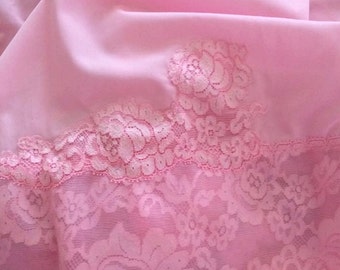 Vintage 1950s 1960s Lingerie Half Slip Pink Vanity Fair Label Tricot All Nylon Lace