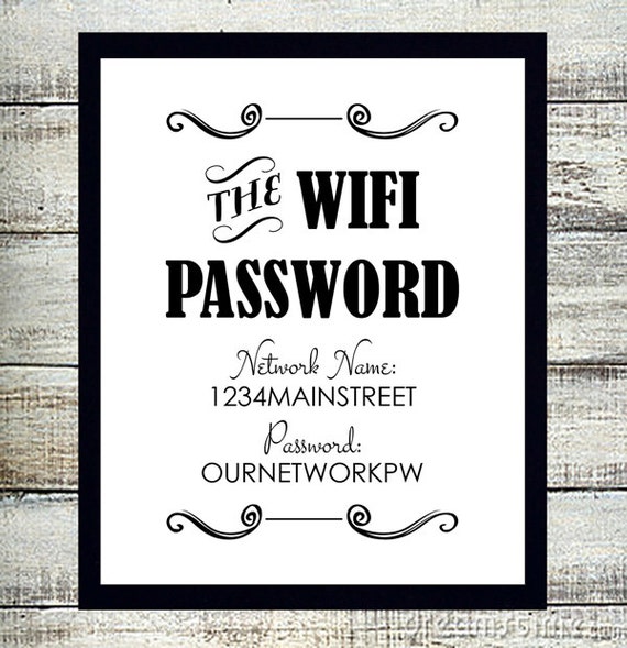 Instant Download WIFI Password Sign Editable by JandSGraphics