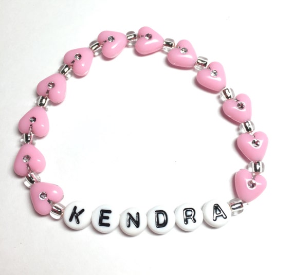 Personalized Name Bracelet Girls Heart Beads Name Bracelet