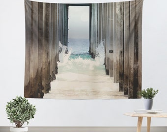 ocean tapestry boardwalk 2 modern nautical photography unique wall hanging home decor ocean blue sand geometric - San Diego Home Decor 2 ocean tapestry boardwalk 2 modern nautical photography unique wall hanging home decor ocean blue sand geometric - San Diego Home Decor 2