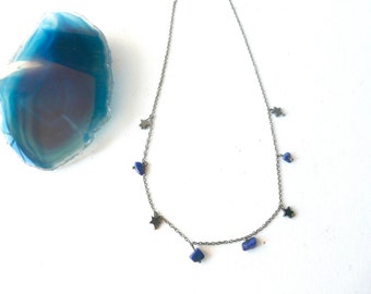 Star and lapis lazuli necklace protection ( blue and black, magic, curse ) 02
