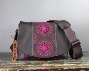 Purple Flower Chocolate Leather Camera Bag Satchel DSLR- PRE-ORDER