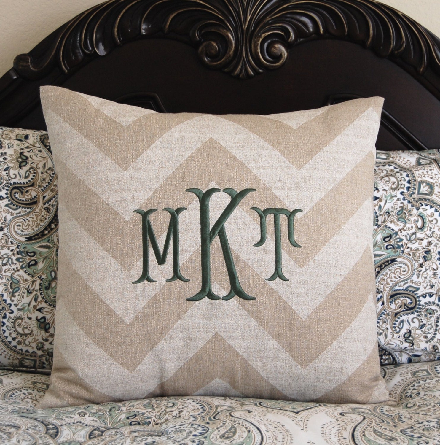 Monogram Euro Sham 24 x 24 Pillow Cover Monogram Pillow