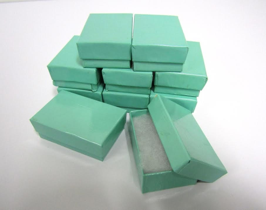Teal Blue Boxes 20 count 2.5 x 1.5 x 1 Cotton Filled