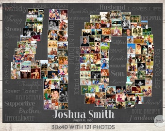 40th Birthday Gift, 40th Wedding Anniversary Gift, 40th Birthday Decoration, Anniversary Gift for Wife, 40th Gift for Women, Photo Collage