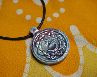 Raku Ceramic Ohm Aum Om Pendant