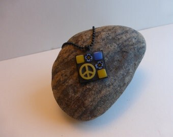 Mosaic Necklace with Yellow & Periwinkle Blue
