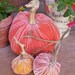 3 Silk Velvet Pumpkins with Real Dried Pumpkin Stems and 5 Velvet Acorns with Real Acorn Caps - #296