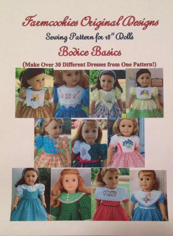 Extra Large PRINTED Sewing Pattern / BODICE BASICS for American Girl or other 18" Dolls