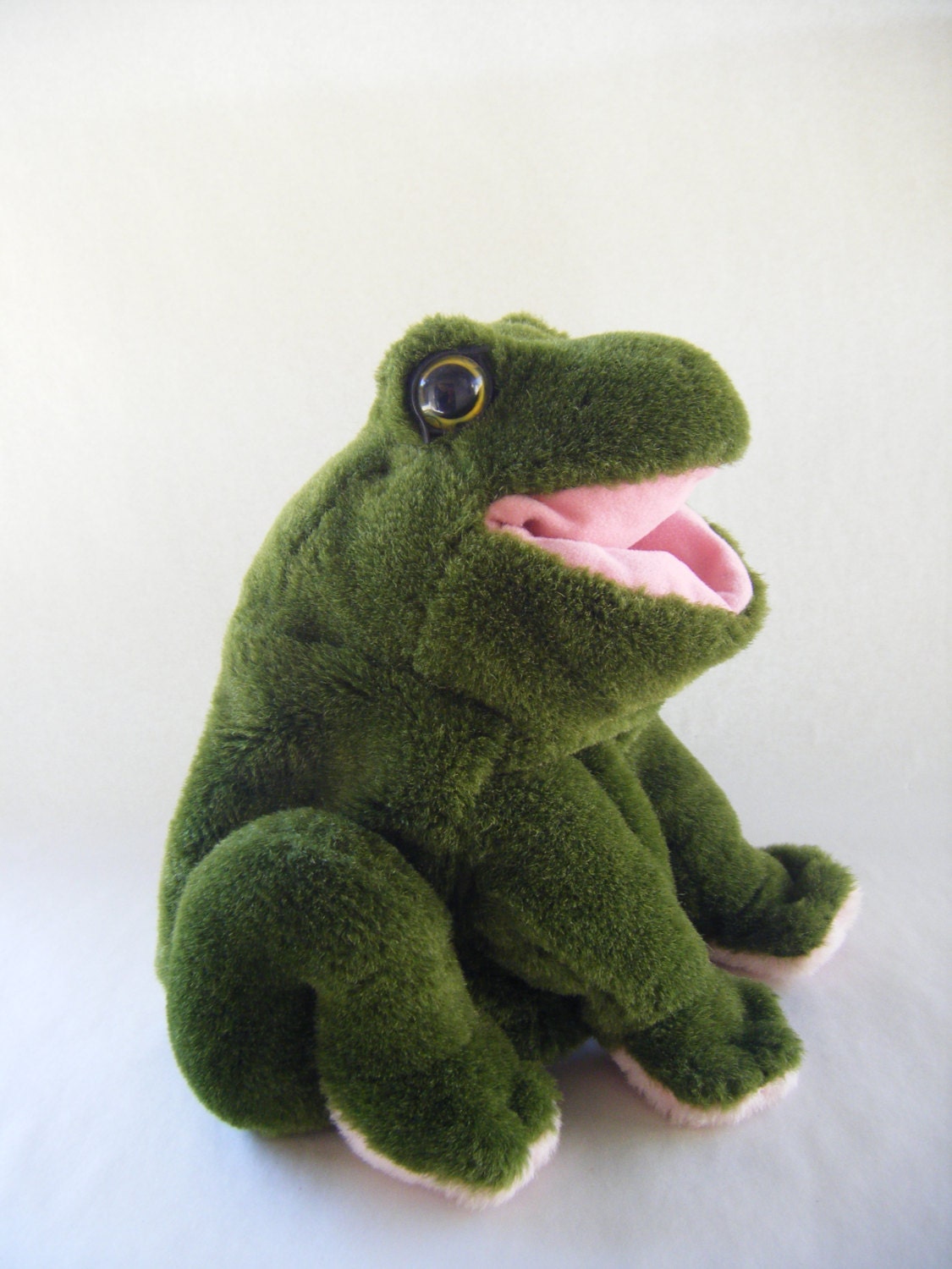 green frog cartoon puppet