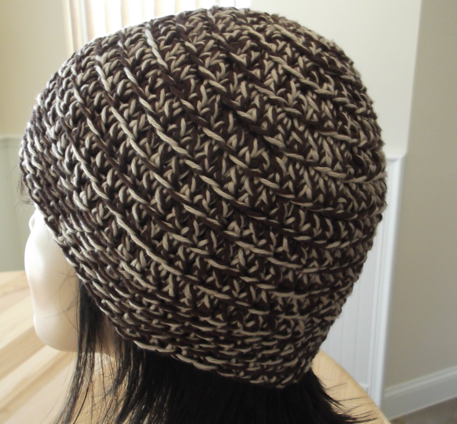 Brown Crochet Cotton Beanie Beige Beanie Brown Beanie Warm