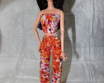 Colorful splatter print pants & top for Fashion Dolls - ed878