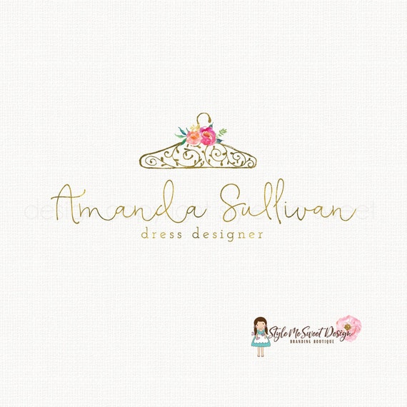 clothing hanger logo design seamstress logo design sewing logo