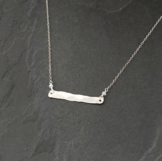 Hammered Sterling Silver Necklace Bar Necklace Layered