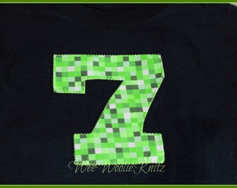 Minecraft Inspired Iron On Fabric Birthday Any Number DIY Girls or Boys
