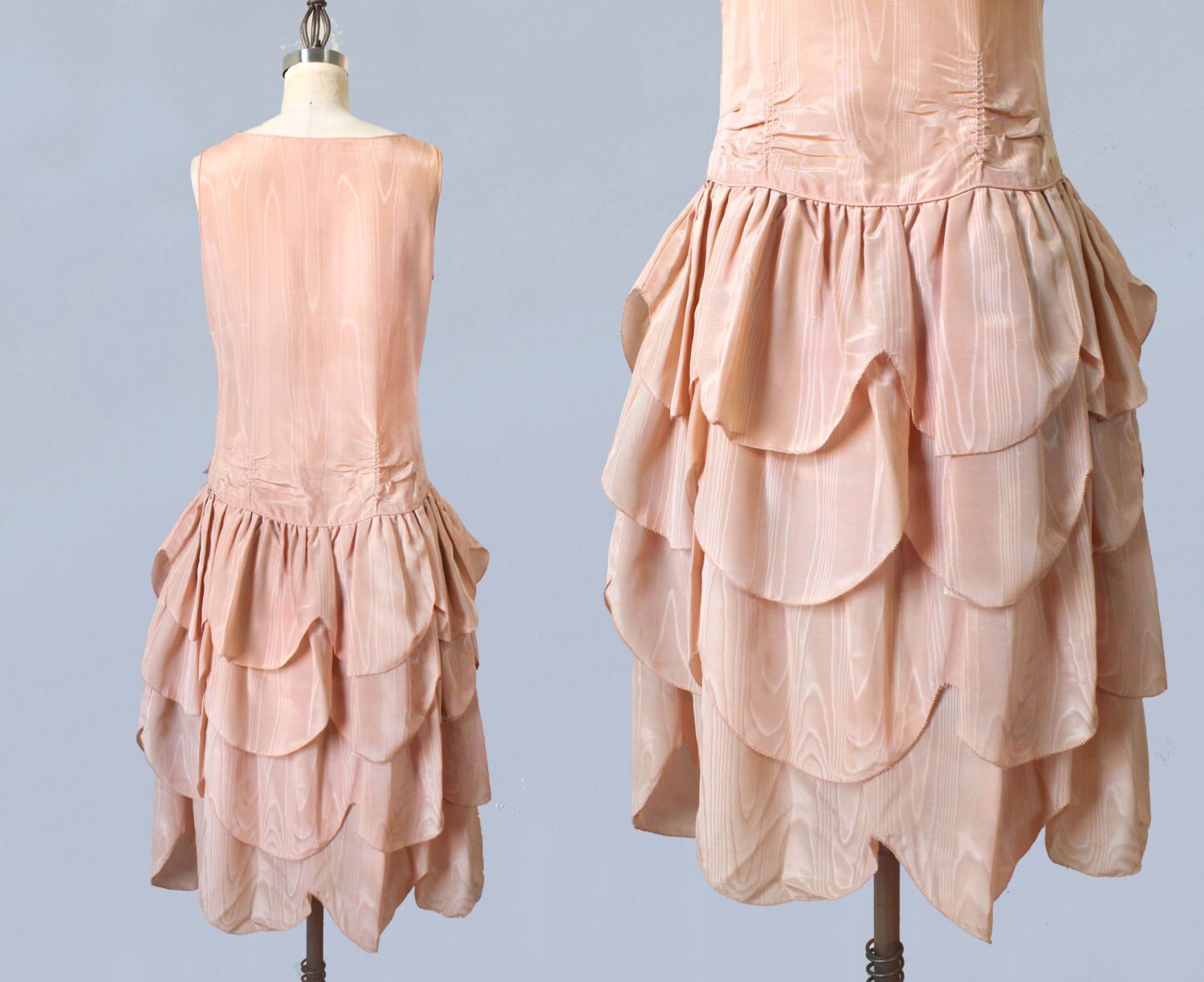 RESERVED 1920s Dress / 20s Pale Pink Moire ROBE de STYLE Dress
