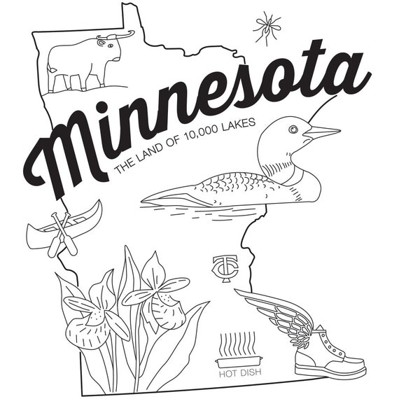 MINNESOTA Hand Embroidery Pattern / IRON-ON Transfer / State