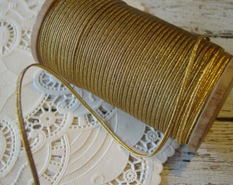 Antique old metallic gold soutache braid trim, 1 yard with more available