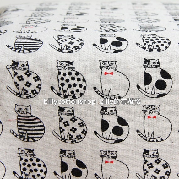 w905_55 cats fabrics cotton linen Half Yard 3 color