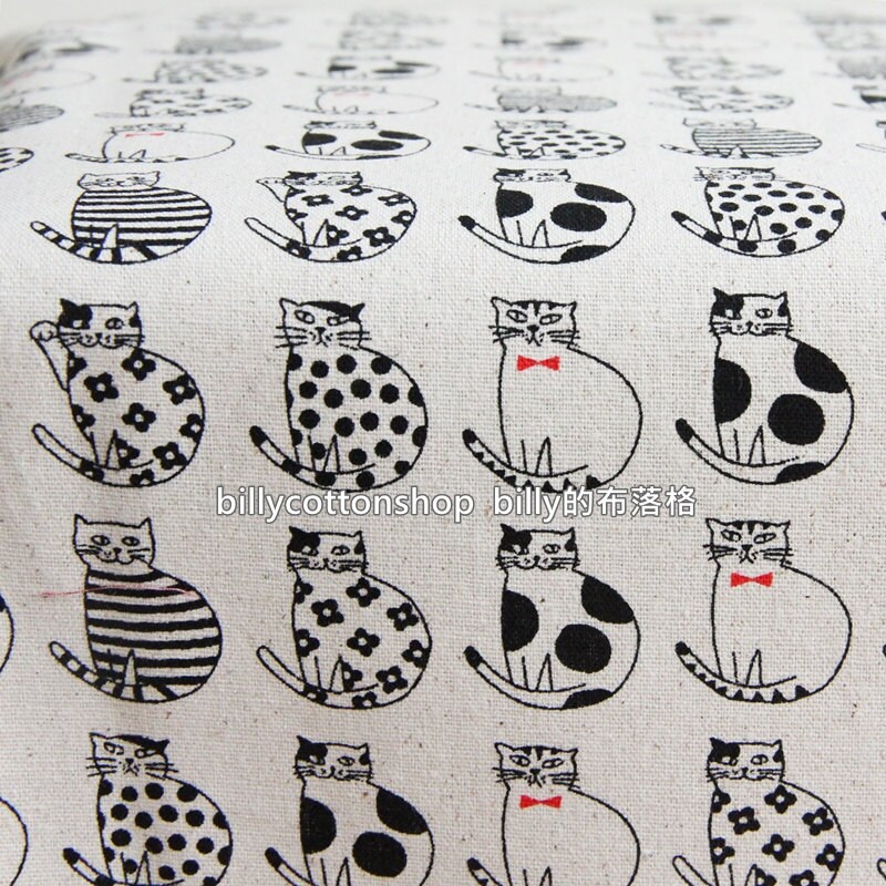 w905_55 cats fabrics cotton linen Half Yard 3 color