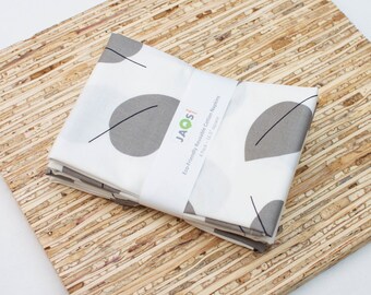 Large Cloth Napkins - Set of 4 - (N4374) - Gray Leaves Modern Reusable Fabric Napkins