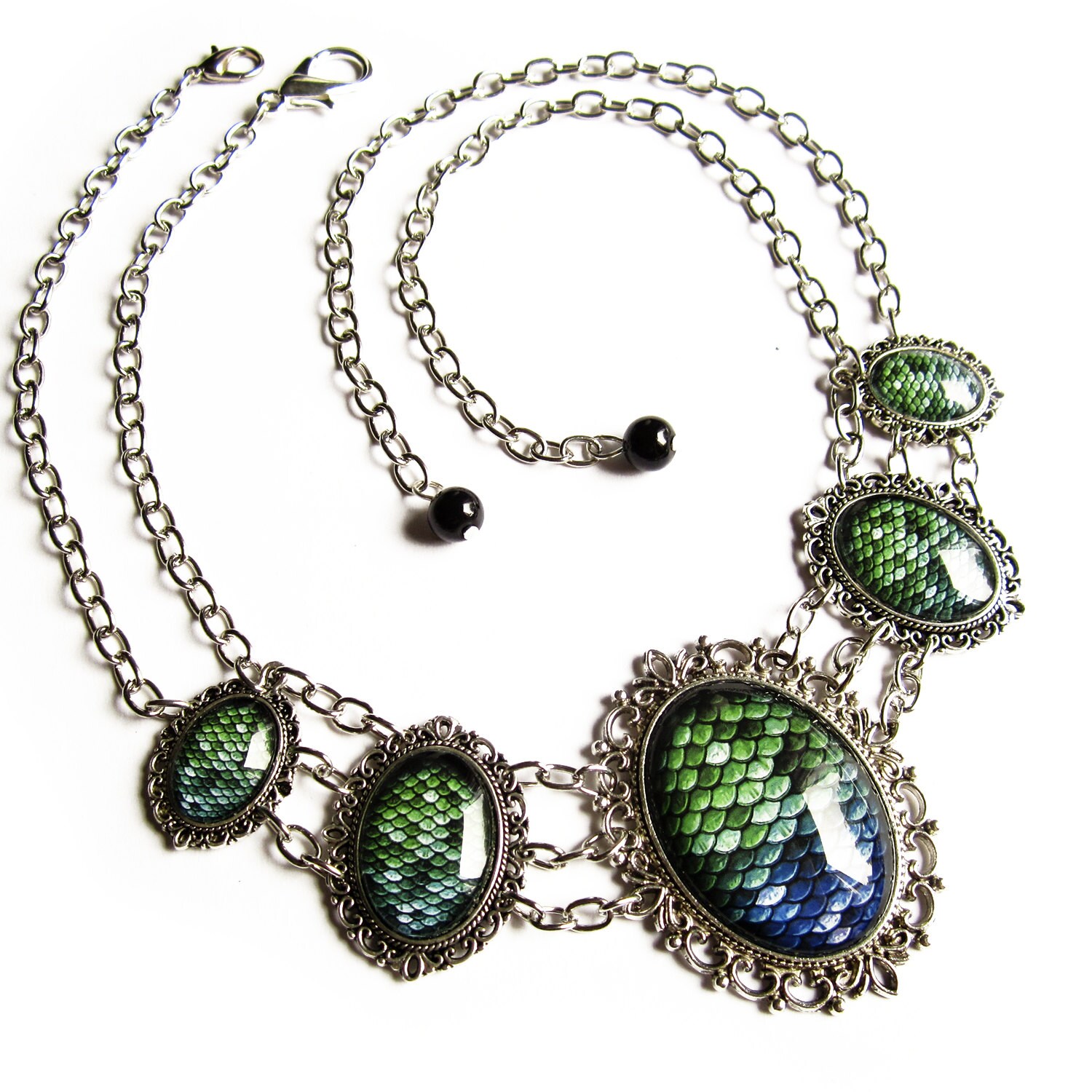 Dragon Scale Glass Necklace 5 pendants chains Game of by Lumissa