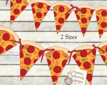Pizza Party Banner Garland Printable *Pizza Party Bunting* DIY Digital for ninja turtle parties, birthday decor, pizza party decorations
