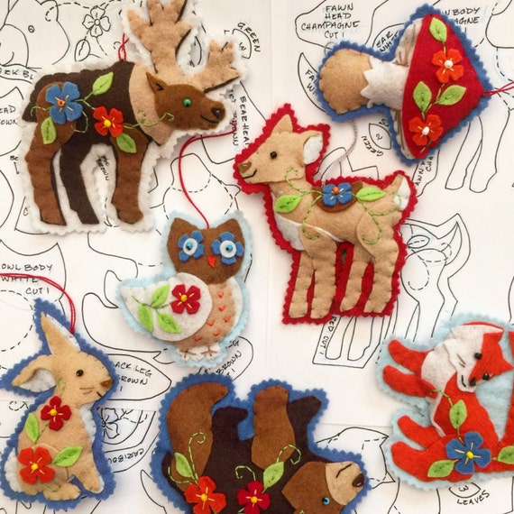 Woodland Animal Ornaments. Felt Ornaments by heidiboydwhimsykits