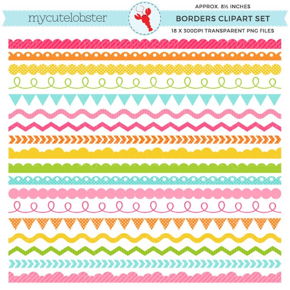 Summer Brights Borders Clipart Set by mycutelobsterdesigns
