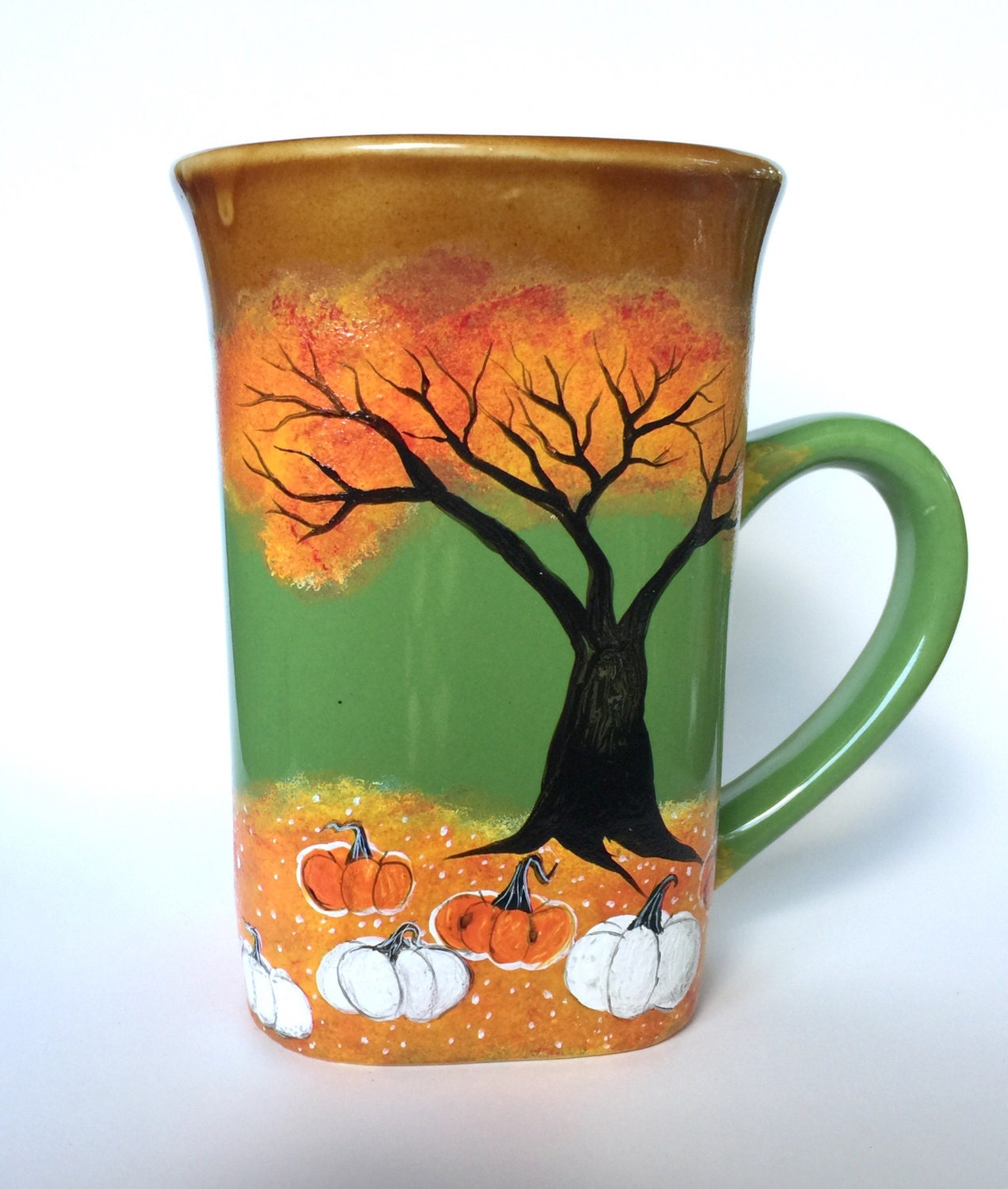 Fall Pumpkin Patch Coffee Mug Hand painted Fall Decor