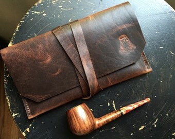 Tobacco Pipe Pouch * Bison Leather * Rustic Pipe Pouch * Utility Pouch * The Gent * Sorringowl & Sons * Pipe Pouch * Pipe Roll Tobacco Pouch