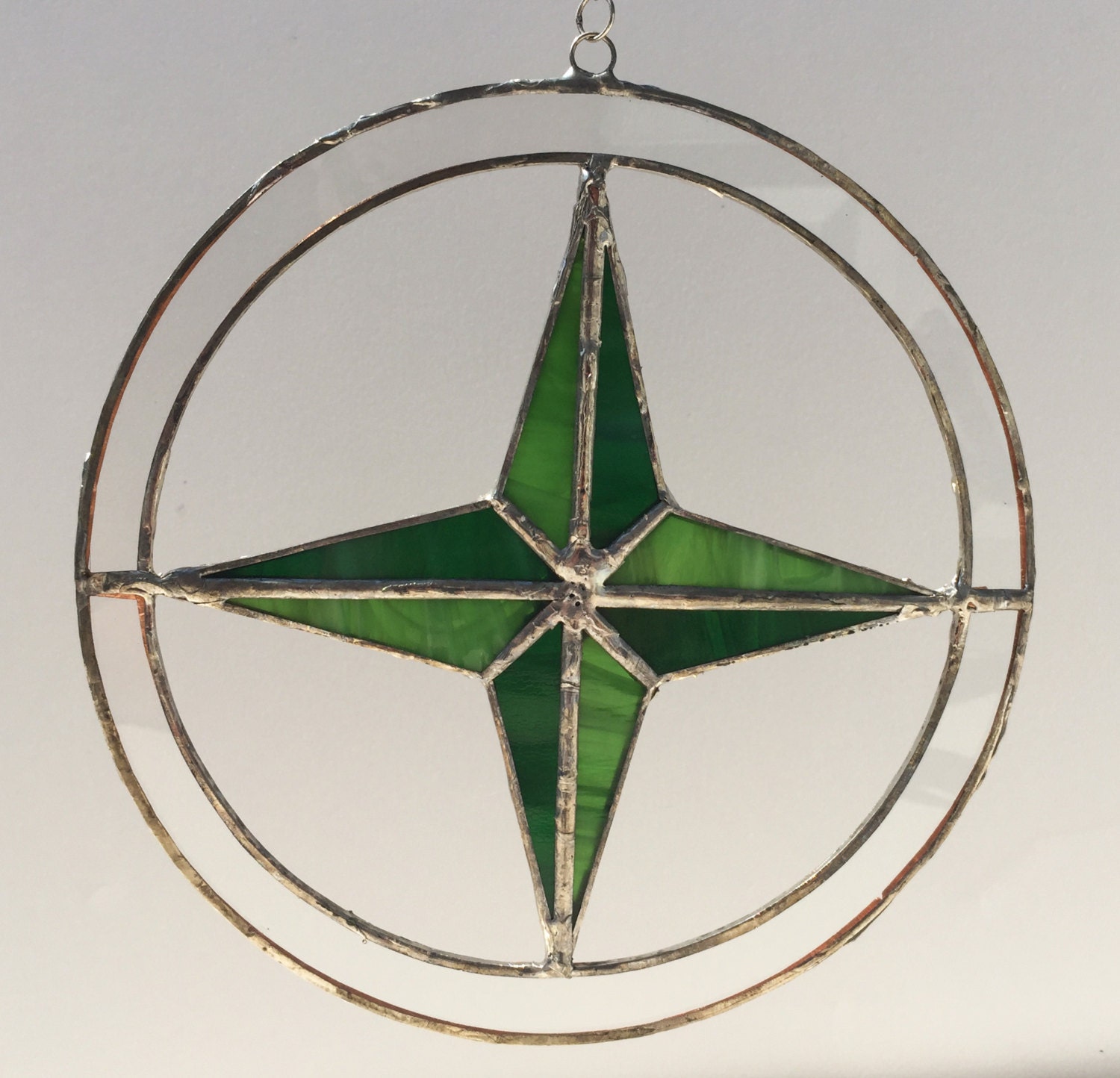 Stained Glass Compass Rose Sun Catcher