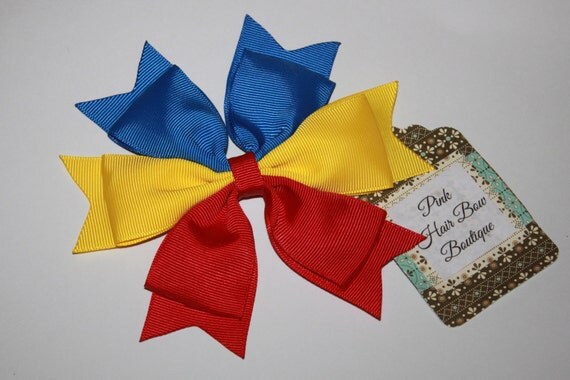 yellow and blue hair bows
