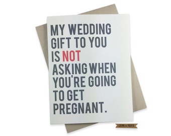 Funny Wedding Card, Friend's Wedding, Congrats on Marriage, Congratulations, Wedding Gift Card, Pregnant, Bridal Shower, For Bride, New Wife