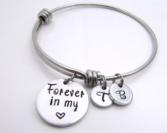 Personalized Bangle Bracelet - Mother's Bracelet - Hand Stamped Jewelry - Expandable Bracelet - Personalized Bracelet for Women