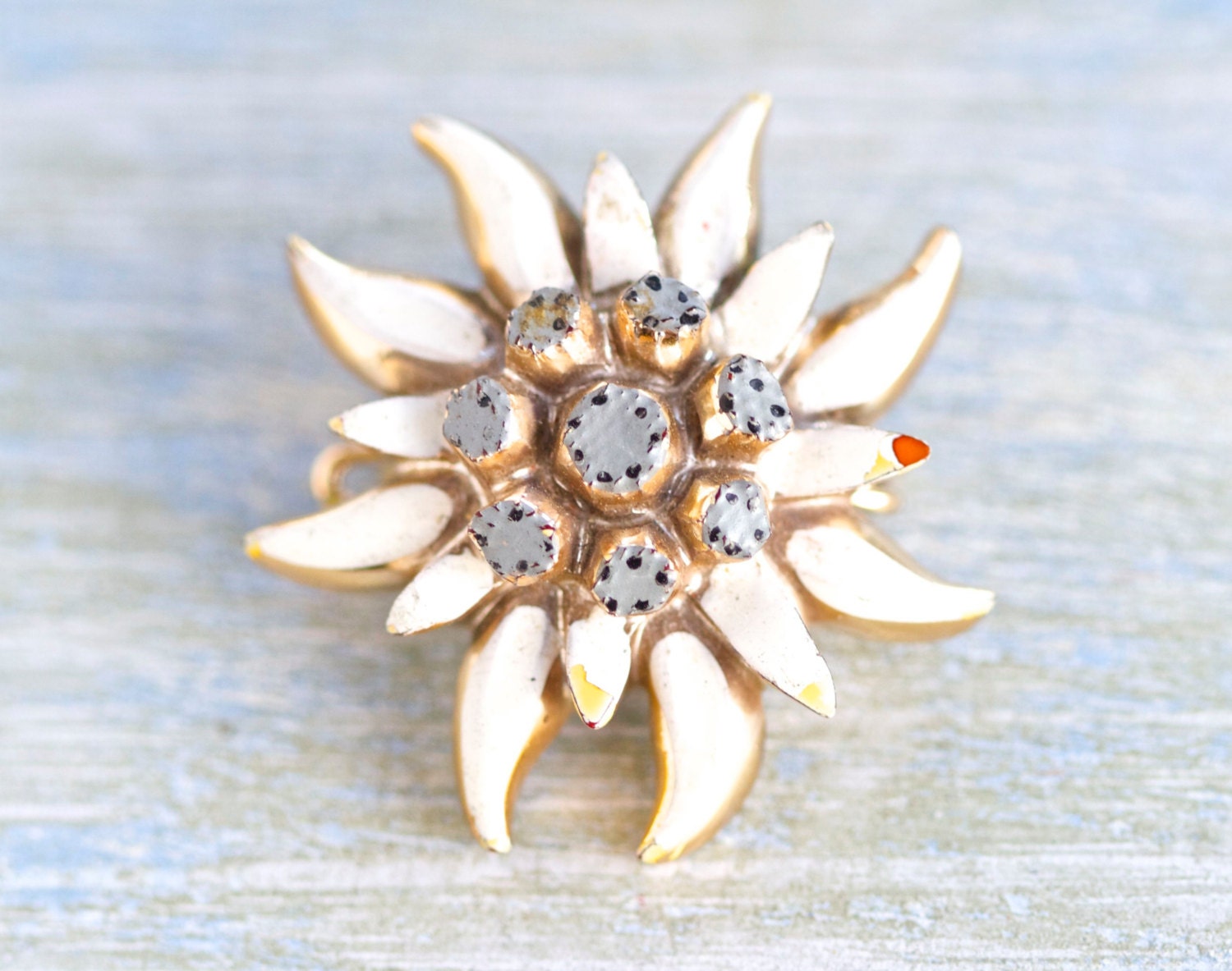 Edelweiss Lapel Pin Vintage Alpine Flower Brooch