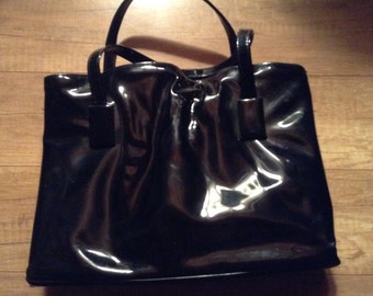 Vintage Black patten leather handbag purse