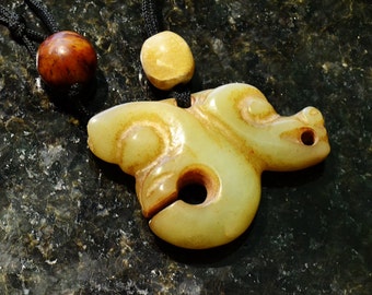Ancient Jade Double Dragon Pendant Necklace with Ancient and Antique Jade Beads by NeoWare
