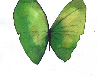 grass green butterfly 8 X 10" original watercolour painting
