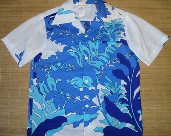 Mens Vintage 70s Barefoot In Paradise Hawaiian Aloha Shirt - M - The Hana Shirt Co