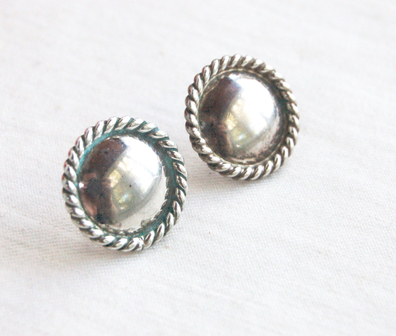 Round Concho Earrings Sterling Silver Southwestern Posts