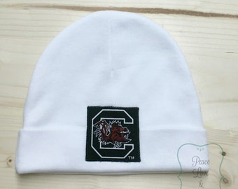 USC Baby Hat Made from University of South Carolina Gamecocks Fabric, USC Baby, Baby USC, Baby Shower Gift, New Baby Gift, Gamecocks Baby
