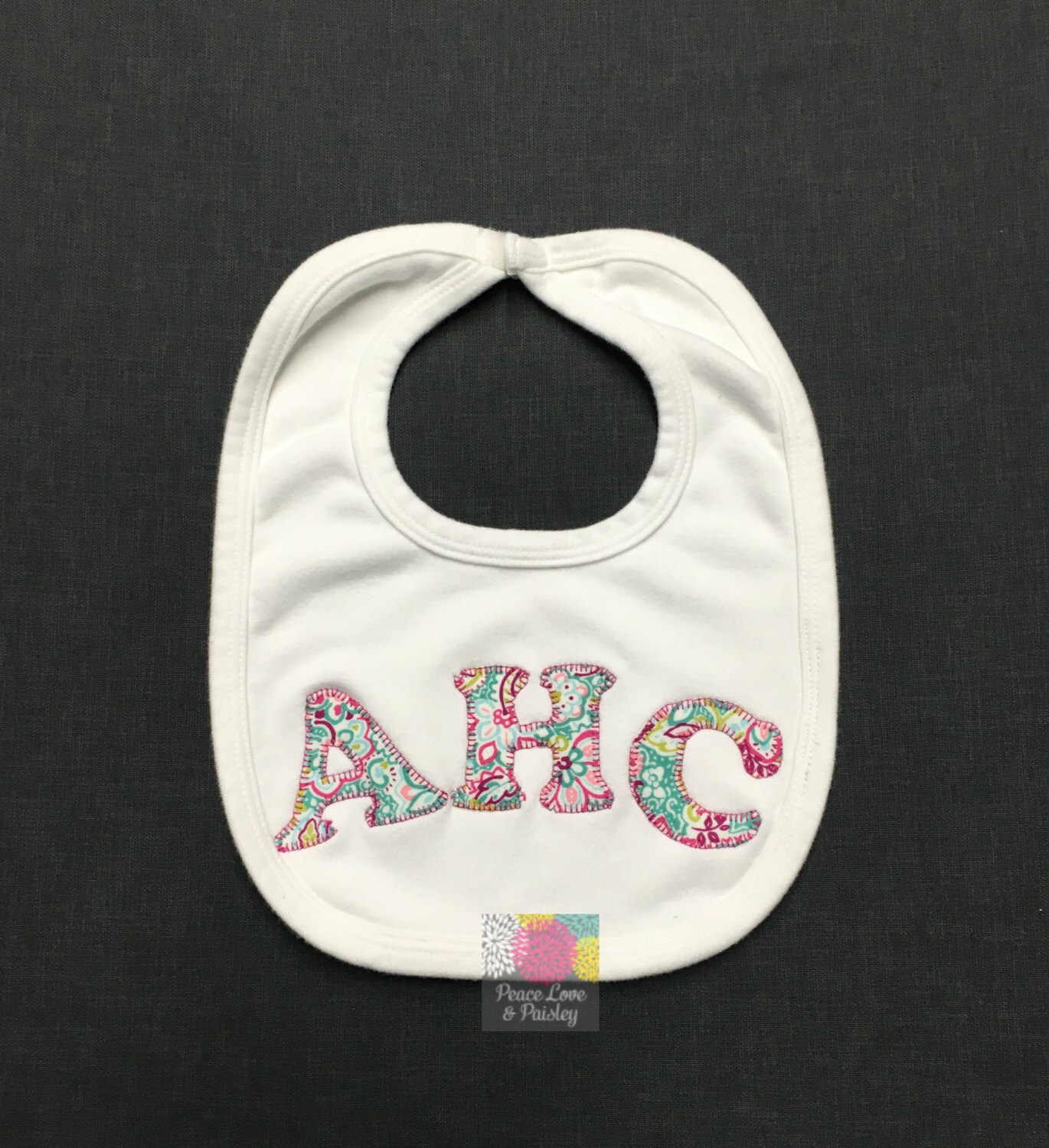 Personalized Baby Bib Initial Bib Name Bib by PeaceLoveandPaisley