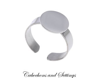 Quality Stainless Steel Ring Blank with 12mm Pad. Nice Rings to Embellish. 18mm Adjustable - AUSTRALIA